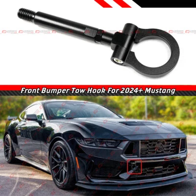 Para Ford Mustang S650 2024-25 Negro Anillo Plegable Tornillo Parachoques Delantero Gancho de Remolque Foto 1 de 4