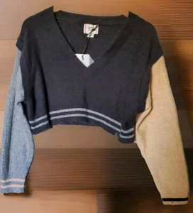 BDG Nuevo Pequeño Urban Outfitters Suéter Gris Tostado Deshilachado Deshilachado - Imagen 1 de 10