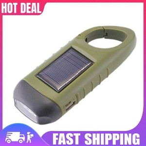 Solar Torch LED Hand-cranked Flashlight Emergency Power Bank (1pc Olive Green)