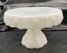 Vintage Grapevine Milk Glass 10 Inch Cake/Dessert Pedestal Plate 7 Inches Tall ￼