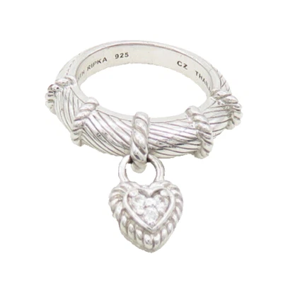 Anillo JUDITH RIPKA 925 Plata Vintage Topacio Amor Corazón Banda Talla 6 RG19602 Foto 1 de 4