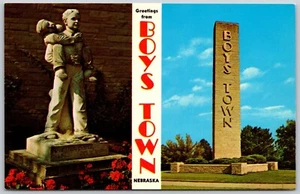Postcard Nebraska Greetings from Boys Town Dual View - Picture 1 of 2