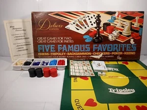 Vintage Five Famous Favorites Game (1973, Cadaco) Complete Chess Tripoley Keeno - Picture 1 of 12