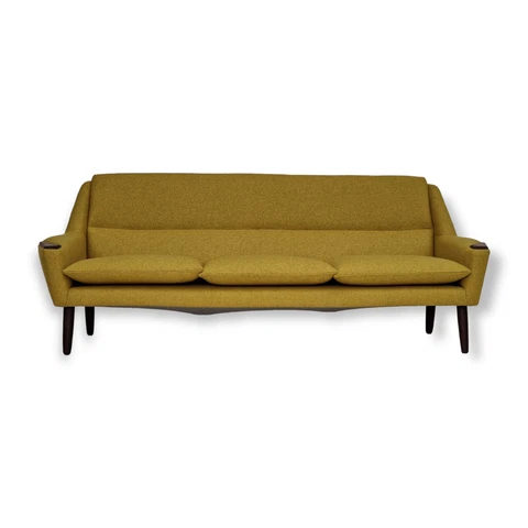 1970s, Danish design, 3-seater sofa, completely reupholstered, furniture wool Cover