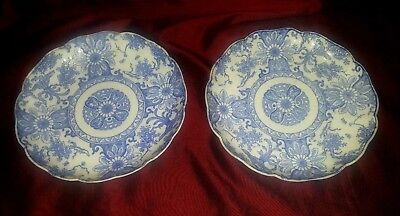 Two 19th Century Japanese Transfer Ware Blue & White Plates • 25.45£
