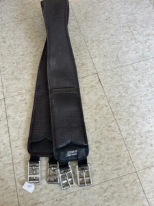 WINTEC Brown English GIRTH VGC* 48" Roller Buckles Contoured W/Black Trim - Picture 1 of 3