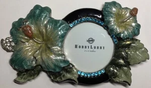Hobby Lobby Metal Floral Rhinestone Round Photo Frame Holds 2” X 2” Photo - Picture 1 of 4