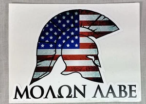 Calcomanía adhesiva de vinilo para casco espartano americano Molon Labe 6" x 4,5" - Imagen 1 de 3