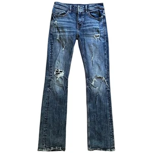 BKE Buckle Aiden Destroyed Denim Jeans Mens Sz 30x36 (30x35 1/2) Blue Distressed - Picture 1 of 9