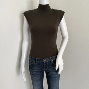 Good American Damen Power Shoulder Body Gr. M 2 Hunter Green Tanga Mockneck - Bild 1 von 9