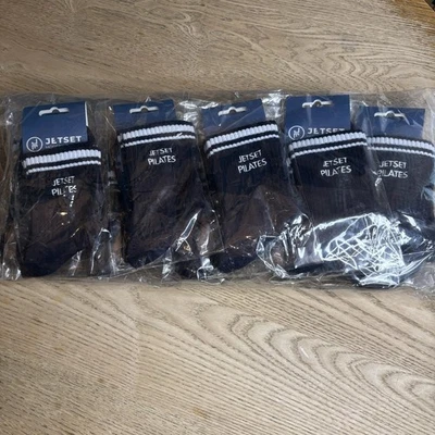 Nuevo con etiquetas Paquete de 10 Jet Set Pilates Negro Talla Única Algodón Calcetines Agarre Nuevo Yoga Pila Barre Foto 1 de 4