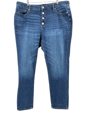 A.N.A Plus Size 20W High-Rise Skinny Dark Wash Button Fly Denim Jeans 27" Inseam - Image 1 of 4