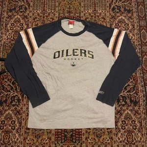 Vintage 00er Oilers Hockey Reebok NHL Langarm Cut and Sew Hockey T-Shirt XL - Bild 1 von 8