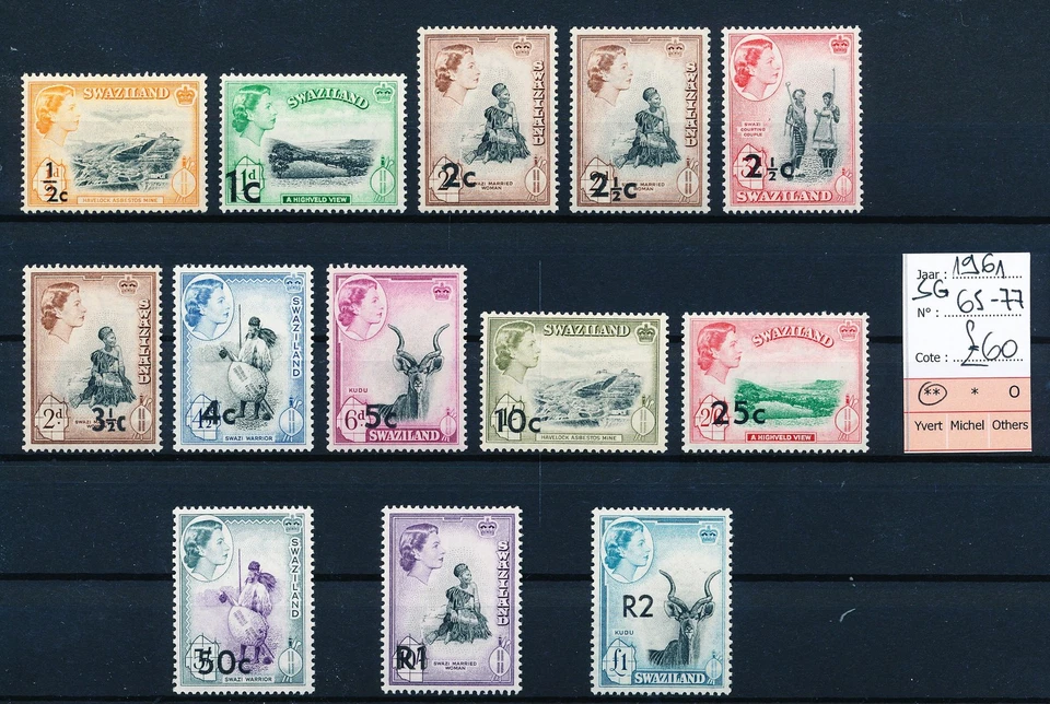 BV61026 Swaziland 1961 overprint views native people lot MNH cv 60 GBP - Image 1 of 1