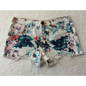 Free People Womens Floral Denim Shorts Size 27 - Picture 1 of 8