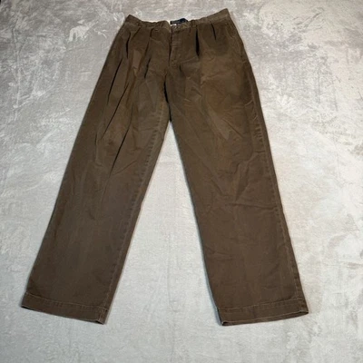 Polo Ralph Lauren Pants 33x32 Brown Andrew Straight Pleated Trousers Casual - Image 1 of 4