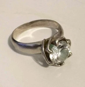 Aquamarine Crystal 925 Sterling Silver Ring - Picture 1 of 6