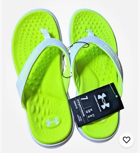 Under Armour NWT UA Women's 7 NEON Ignite Pro Marbella Slide Flip Flop Sandal - Picture 1 of 2