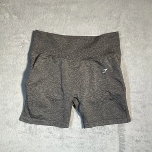 Gymshark Seamless Shorts Womens M Gray Butt Scrunch Biker Gym Lifting Athleisure - Picture 1 of 7