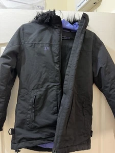 37 Degree South Removable Hood Jacket Womens Size 10 Black Zip Waterproof Snow - Picture 1 of 2