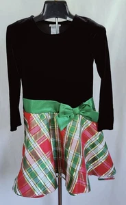 Vestido de Navidad Bonnie Jean para niñas talla 12 rojo verde dorado a cuadros nuevo sin etiquetas - Imagen 1 de 4
