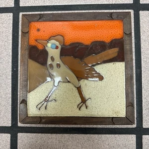 Vtg. MCM Roadrunner Sun Tile New Mexico Trivet / Wall 7.25" x 7.25" - Picture 1 of 4