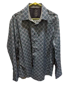 CON.STRUCT Button Down Shirt Mens XL Blue Geometric 4-Way Stretch Slim Fit - Picture 1 of 9