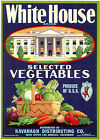 *Original* WHITE HOUSE President WASHINGTON DC Vegetable Label NOT A COPY!