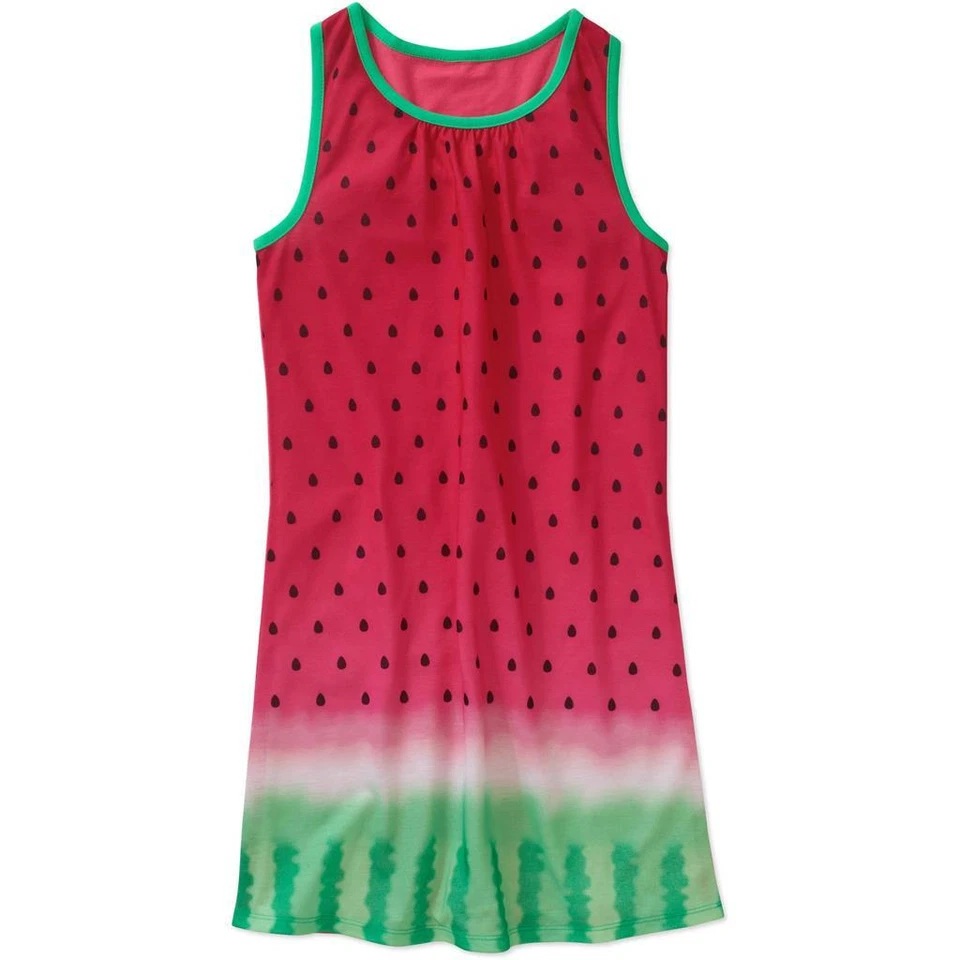 Girls Summer Tank Nightgown WATERMELON Sleep Shirt Size XS 4/5 Red Pink Green NW - Image 1 of 1