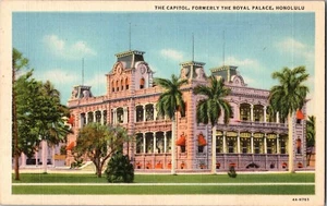 LA CAPITALE, EX PALAZZO REALE, HONOLULU Hawaii cartolina d'epoca JZ14 - Foto 1 di 2