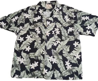Jamaica Jaxx Hawaiian Shirt Mens 2XL Black Floral Short Sleeve Button Up Silk - Image 1 of 4
