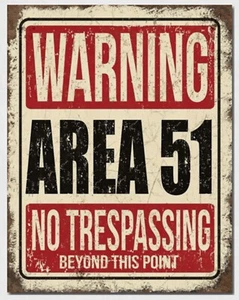 Area 51 Metall Blechschild No Trustpassing Garage Haus Bar Shop Wanddeko 2375 - Bild 1 von 1