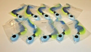 10 Pack Custom Made Blue / Chartreuse Walleye Hair River Jigs 5/8 oz. U.S.A. - Picture 1 of 5