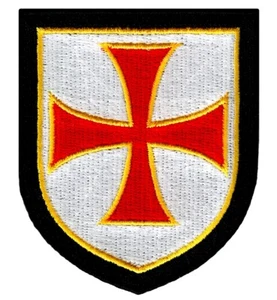 RED KNIGHTS TEMPLAR SHIELD PATCH CRUSADES RELIGIOUS MORALE embroidered iron-on - Picture 1 of 1