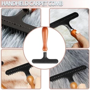 Wood Carpet Groomer Rake Metal Shag Rug Rake Carpet Rake Home Accessories - Picture 1 of 9