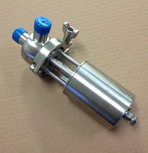 1" Sanitary Flow Shut-Off Valve Type L Pneumatic Actuator T316L Stainless Steel - Picture 1 of 6