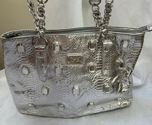 Diane Gilman Silver Python Satchel Handbag - Picture 1 of 11