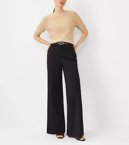 Ann Taylor Women's $129 The Petite Wide-Leg Pant in Black size 10P - Picture 1 of 6