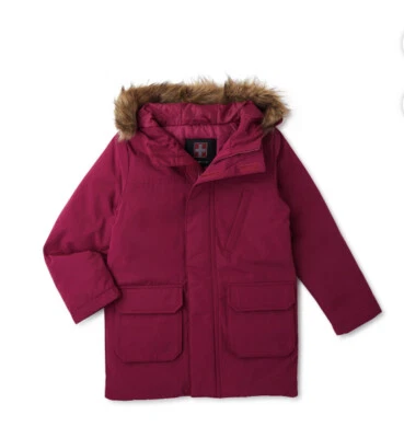 Swiss Tech Kids Girls XS 4/5 Magenta Berry Parka Faux Fur Hood - Image 1 of 3