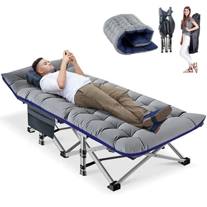 Campingbett Klappbett für Erwachsene Liege Bett mit Tragetasche Kissen Matratze - Bild 1 von 34