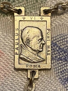 Vintage facettierte irisierende Kristallperlen Kruzifix Papst Paul VI. Medaille Rosenkranz Italien 22 - Bild 1 von 9