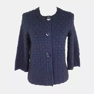 Jones New York schwarzer Pullover S zierlich 3/4 Ärmel 3D Muster 3 facettierte Knöpfe - Bild 1 von 7