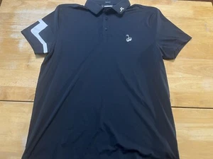 J Lindeberg XL Regular Fit Black Dice Cherry Logo Short Sleeve Polo Shirt A15 - Picture 1 of 8