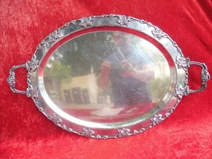 sehr schönes, großes,  altes Tablett ,  Weinlaub und Trauben ,  WMF  - Bild 1 von 6