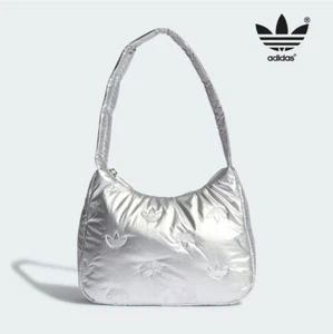 NEU Adidas Originals Puffy Satin Mini Schultertasche Silber Metallic - Bild 1 von 6