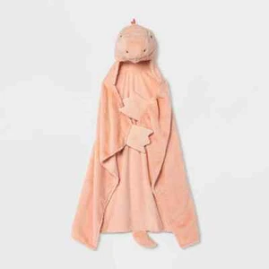 Pillowfort Dino Hooded Blanket w/Hand Pockets 40”x 50” - Pink - NEW - Picture 1 of 5