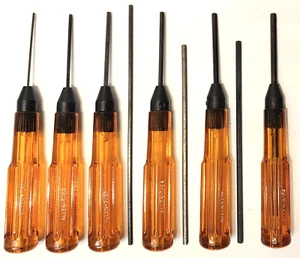 ALLEN Hex Drivers Amber Handles SAE 6 Handles + 9 Bits Various Lengths NOS USA - Picture 1 of 8