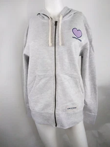 Life is Good Women Simply True Zip Fleece Hoodie Heart Gray Medium 72930 - Picture 1 of 11