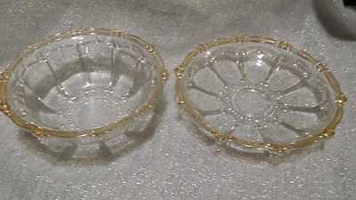 Antique / VTG Clear Glass Bowl & Plate Set with Yellow Edges Jubilee - Image 1 of 4