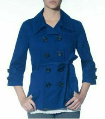  Anthropologie тюль принцесса хлопок траншея урожая пальто синий маленький / Mackage черный - Изображение 1 из 4